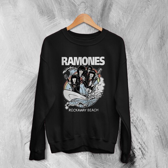 Olin D Tops - Ramones Rockaway Beach Punk Rock Band Tour Concert Streetwear Music Sweatshirt